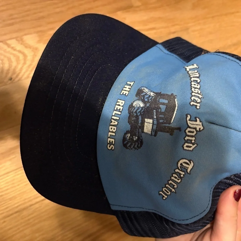 Vintage Lancaster Ford Tractor The Reliables Mesh Snap Back Trucker Hat Blue